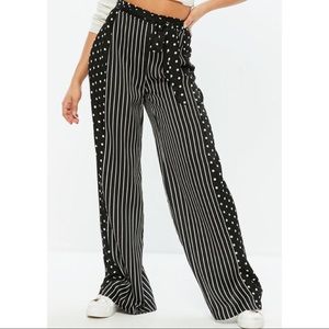 MISSGUIDED polka dot stripe wide pants